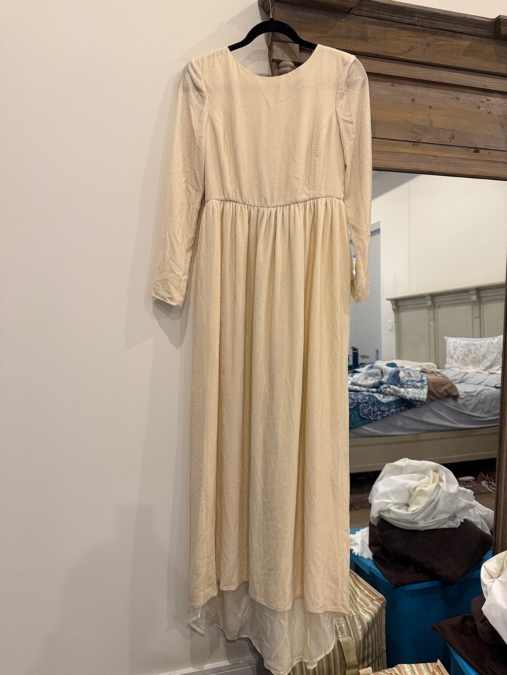Bonpoint Fairy Dress - NWT Cream Long Sleeve Velvet Hi-lo Maxi Dress